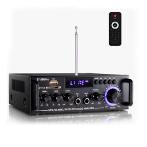 Amplificador audio 160w rms bluetooth fm karaoke som ambiente preto